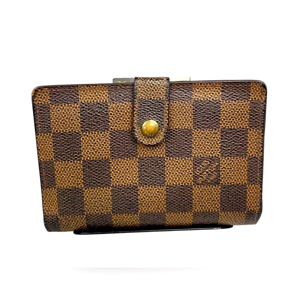 Louis Vuitton Damier Ebene Porte Tresor Kiss-Lock Bi-Fold Wallet - Picture 1 of 7